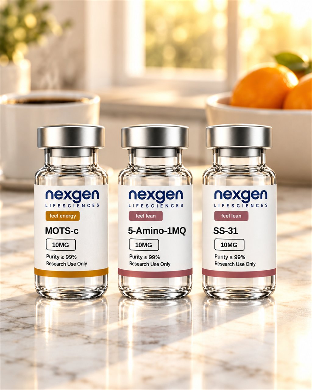 Longevity Trio - MOTS-c 10mg + SS-31 10mg + 5-Amino-1MQ 10mg – NexGen Lifesciences